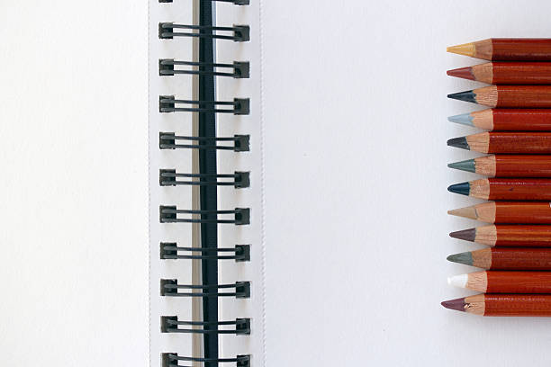 Blank Notebook and Pencils stock photo