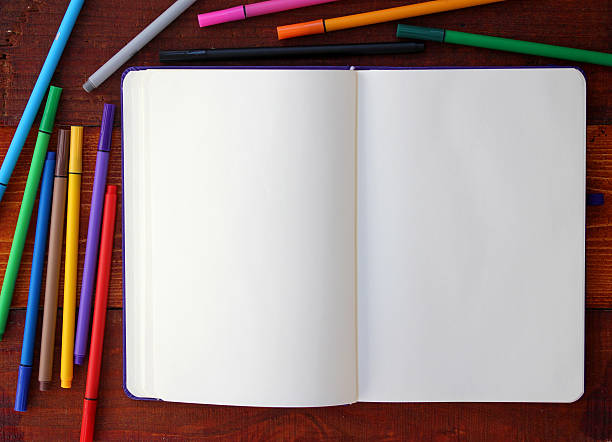 Blank Notebook and Pencils stock photo