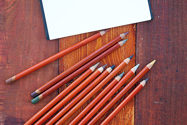 Blank Notebook and Pencils stock photo