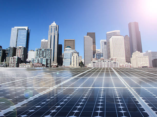 istock solar cell power energy grid in city background 484165106