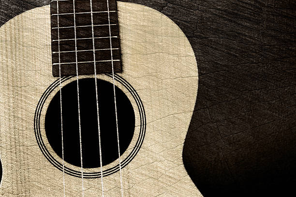istock Ukulele in wood texture background 484165417