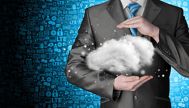 istock Cloud computing concept, close up of young businessman 484165487
