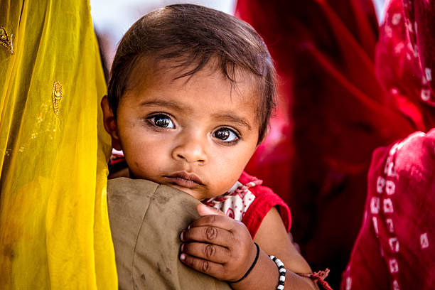 구슬눈꼬리 및 어린이, 인도 - india rajasthan thar desert travel 뉴스 사진 이미지