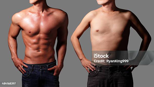 After And Before Stock Photo - Download Image Now - Fat - Nutrient, Men, Naked