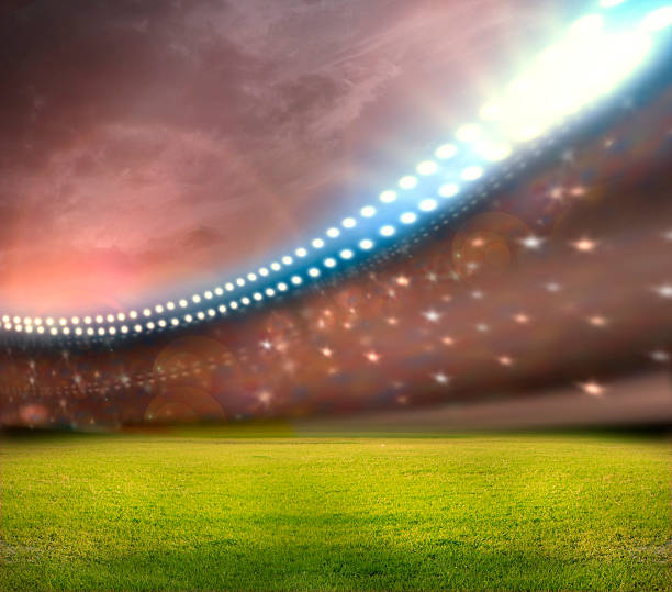 - stadium - soccer soccer field grass american football stock-fotos und bilder