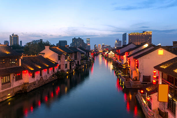 Chinese urban river stock photo