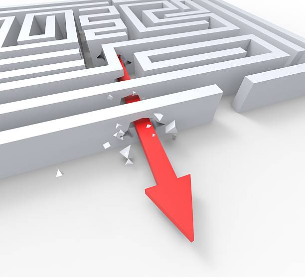 istock Break Out Of Maze Shows Overcome Puzzle Exit 484170183