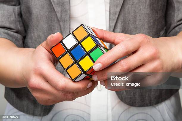 Hands Holding Color Cube Stock Photo - Download Image Now - Puzzle Cube, Solution, Strategy