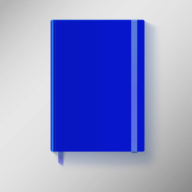 Blue copybook with elastic band and bookmark. Blue copybook with elastic band and bookmark. Vector illustration. moleskin stock illustrations