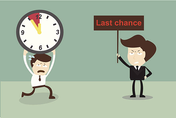 Businessman running to last chance ,Deadline vector art illustration