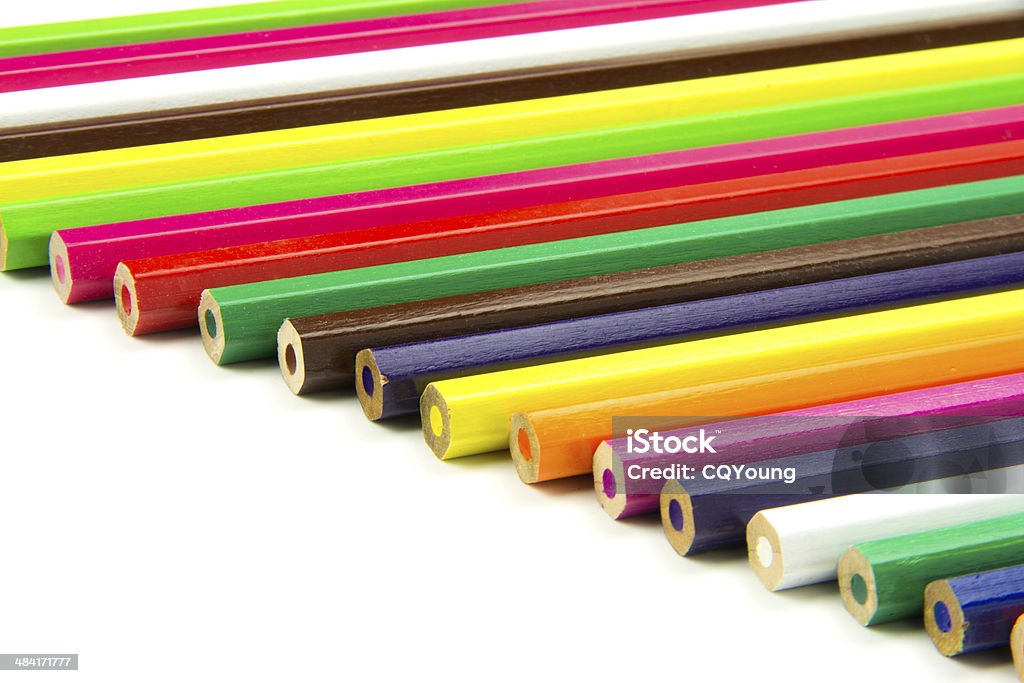 colored pencil many colored pencil isolated on the white background Arranging Stock Photo