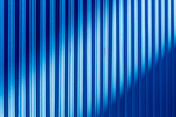 istock Blue color corrugated metal sheet 484175368
