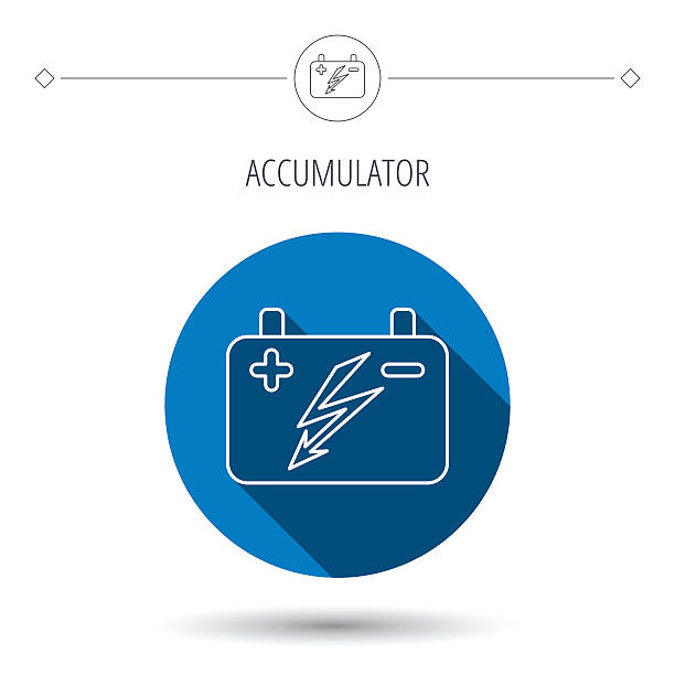 illustrazioni stock, clip art, cartoni animati e icone di tendenza di accumulator icona. batteria di apparecchiature elettriche. - emitter