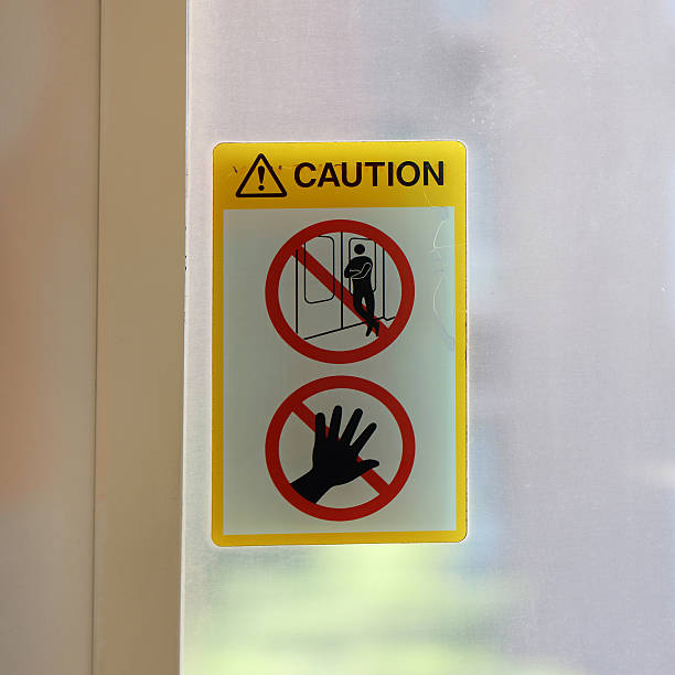 istock sign of caution in subway 484178180