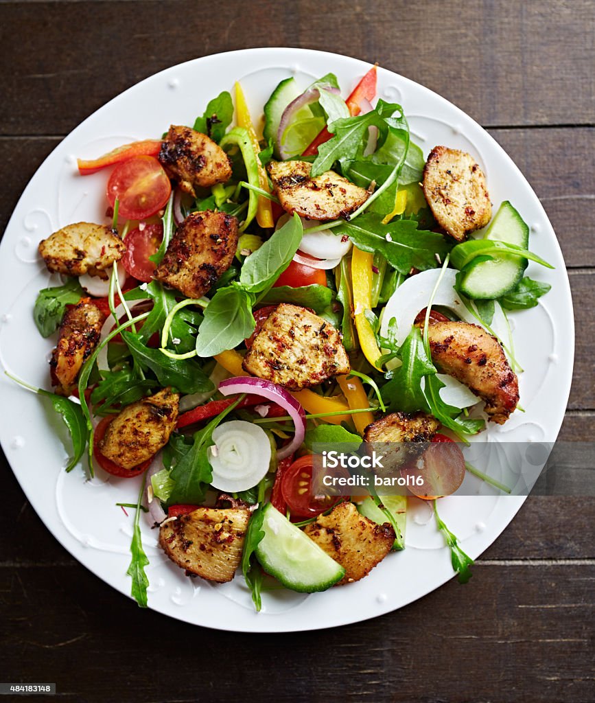 Chicken Salad Chicken salad ith colorful vegetables and herbs 2015 Stock Photo