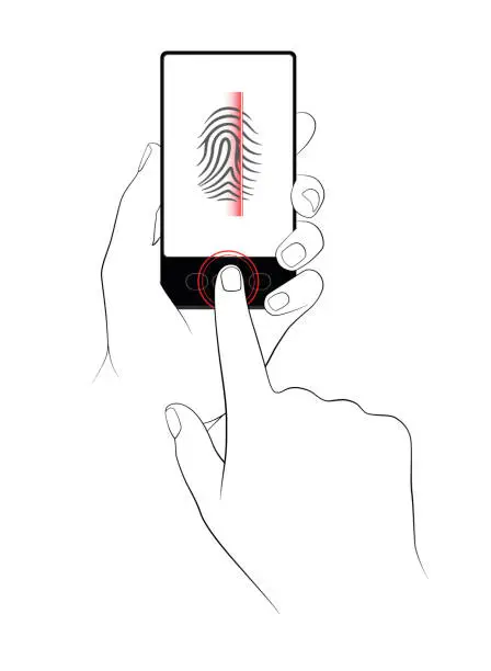 Vector illustration of Fingerprint scanning on smartphone technology