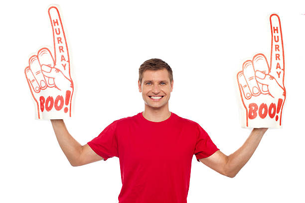 istock Young energetic fan showing his support 484188735