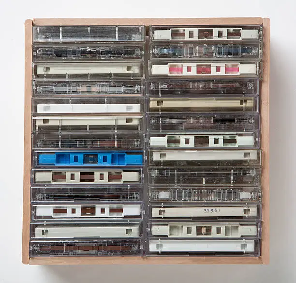 Photo of mixed cassette tapes