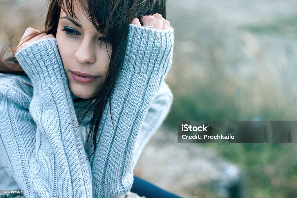 Beautiful girl freezing outdoor Beautiful girl freezing outdoor, autumn, cold, blue Adult Stock Photo