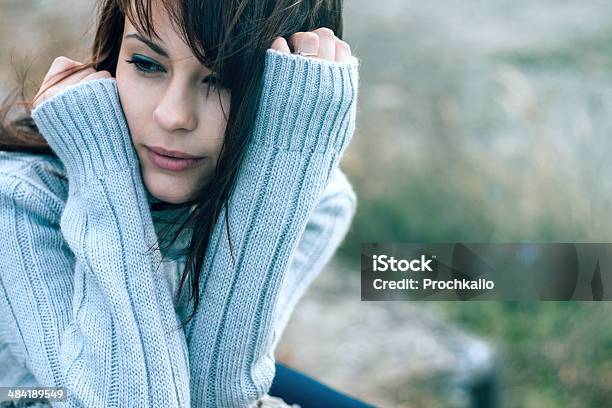 Beautiful Girl Freezing Outdoor Stock Photo - Download Image Now - Adult, Arts Culture and Entertainment, Autumn
