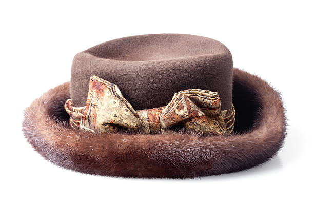 brown female fur hat isolated on white background