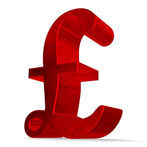 istock Red pound sterling sign on white 484191397