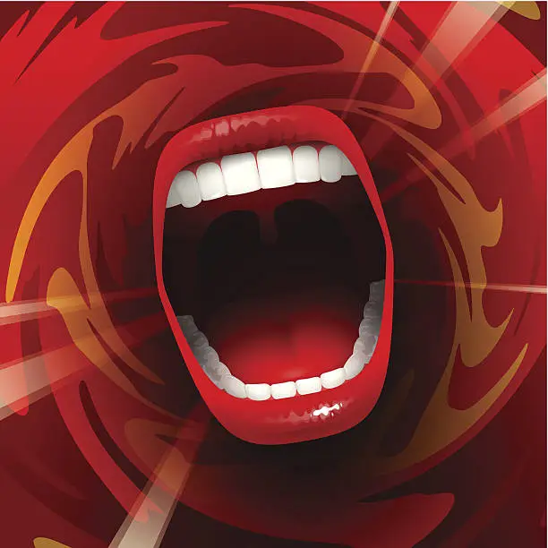 Vector illustration of Screaming singing Mouth