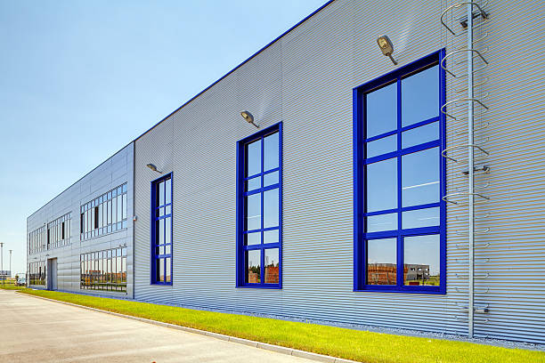 istock Aluminum facade on industrial building 484192420