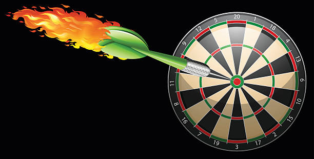 illustrazioni stock, clip art, cartoni animati e icone di tendenza di flaming bersaglio per freccette - dartboard target pub sport