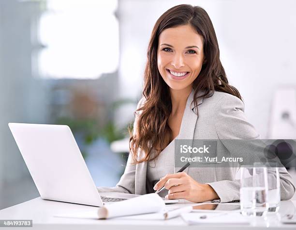 It Feels Good To Have Made It Stock Photo - Download Image Now - Women, One Woman Only, Laptop