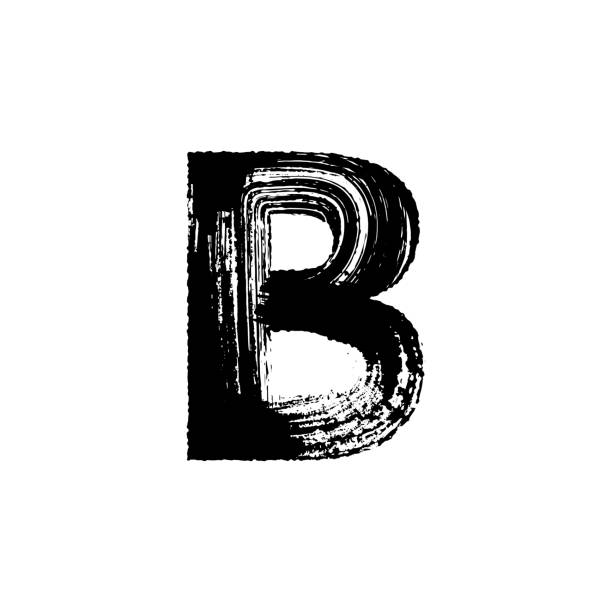Letter B hand drawn with dry brush Uppercase vector letter B hand-drawn with dry brush fancy letter b drawing stock illustrations