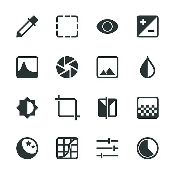 Vector illustration of Photo Editor Silhouette Icons