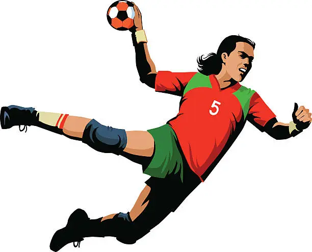 Vector illustration of Handball Player Shooting for Goal - Female