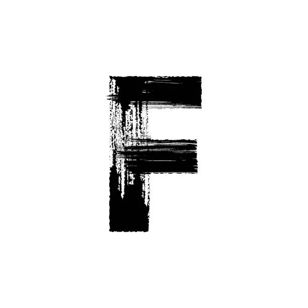 Vector illustration of Letter F hand drawn with dry brush