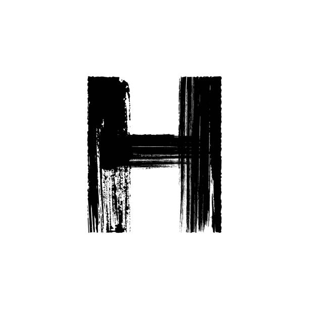 Letter H Hand Drawn With Dry Brush Stock Illustration - Download Image Now  - Paintbrush, Typescript, Letter H - iStock