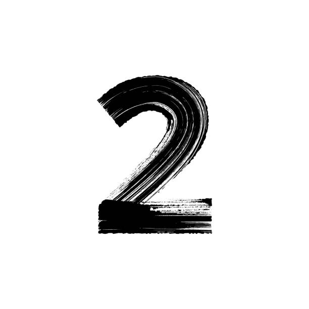 Number Two 2 hand drawn with dry brush Vector number Two 2 hand-drawn with dry brush financial data stock illustrations