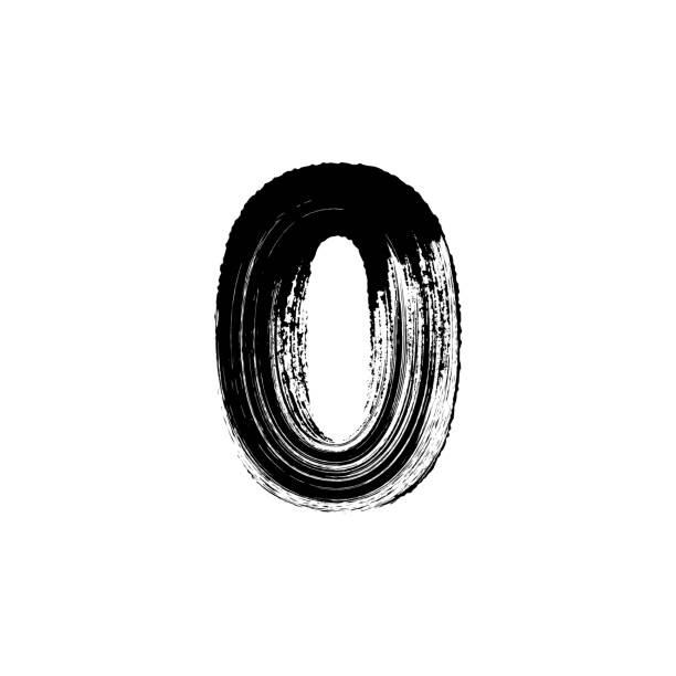 Number Zero 0 hand drawn with dry brush Vector number Zero 0 hand-drawn with dry brush zero number stock illustrations