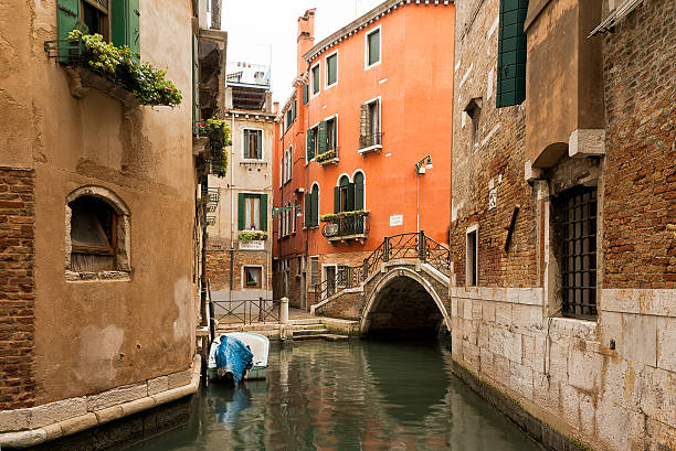 Canal and Bridge in Venice, italy stock photo