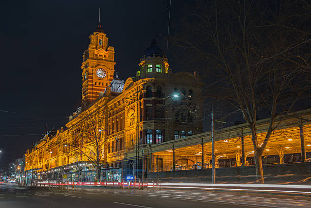 istock Flinders Street Railway Station at  night time 484214888