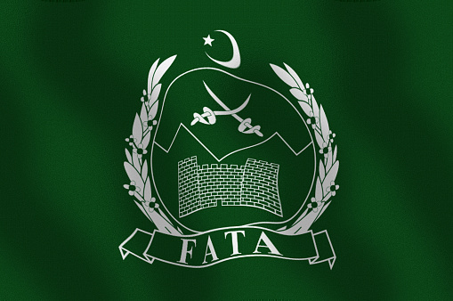Digitally created image of a waving pakistani region flag.