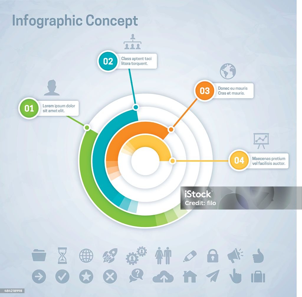 Infographic Concept Infographic concentric circle concept with space for your content. EPS 10 file. Transparency effects used on highlight elements. Infographic stock vector