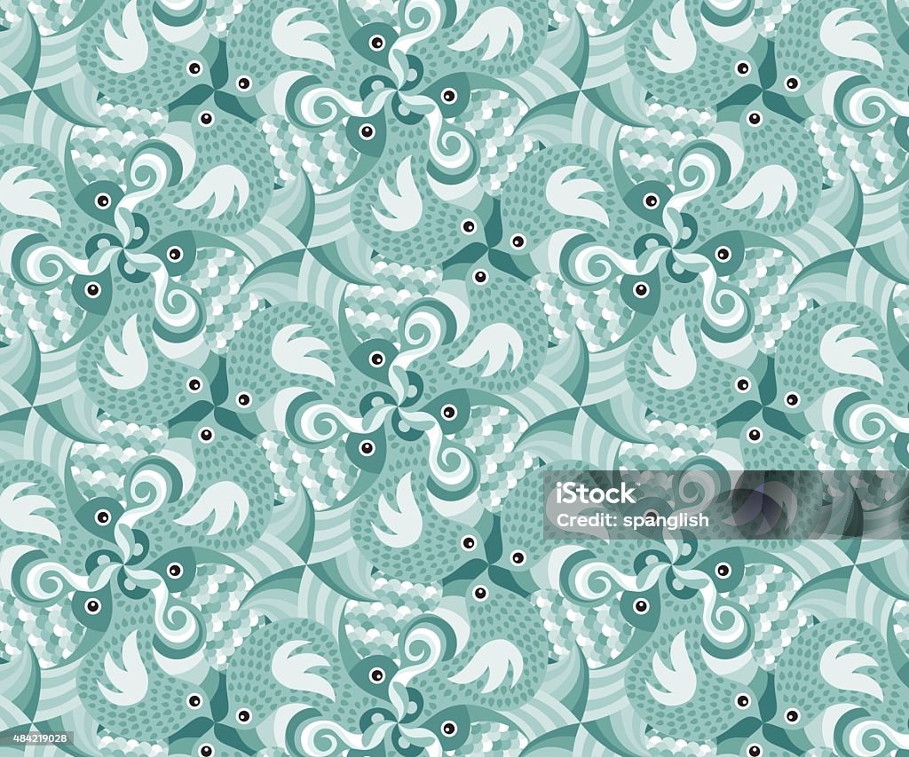 Bird and Fish Tessellation Tessellation illustration of a bird and a fish Fish stock vector