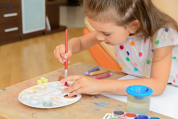 istock Little Girl Painting 484219180