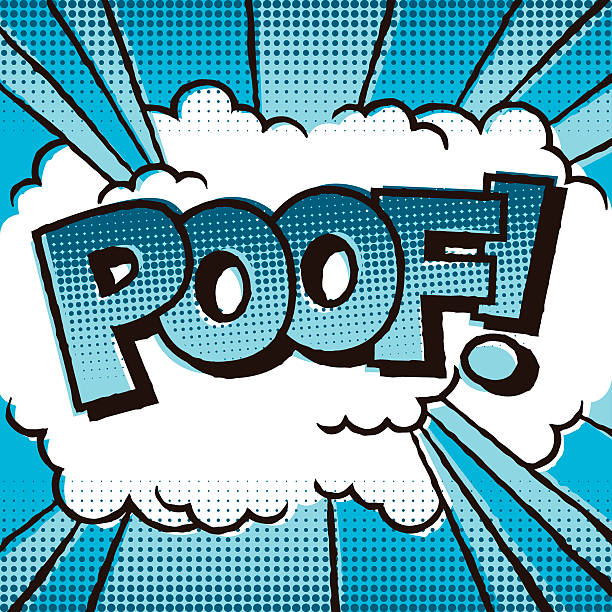 ilustrações de stock, clip art, desenhos animados e ícones de vintage lettering de banda desenhada: poof! - comic book cartoon poof exploding
