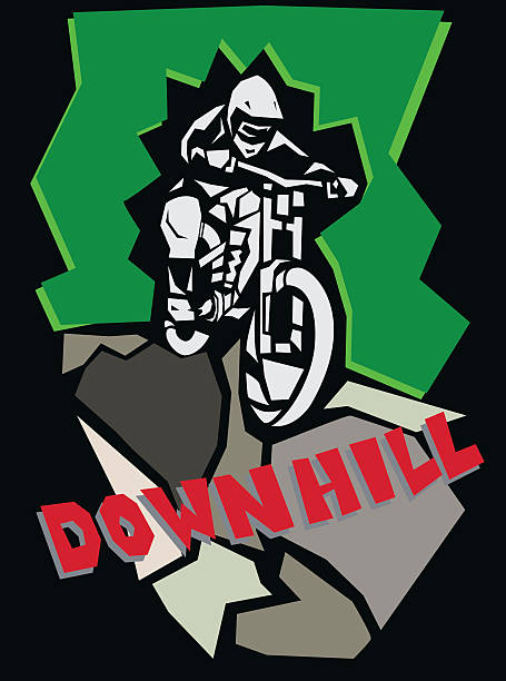 Downhill mountain biking poster. vector art illustration