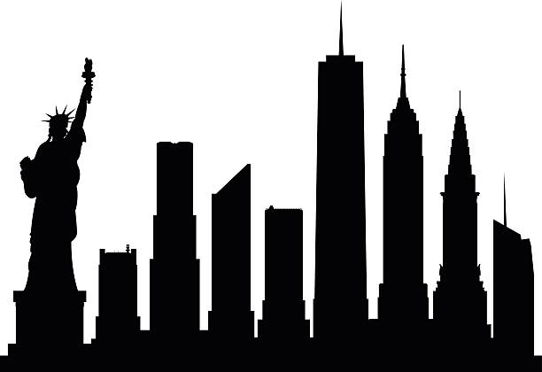 нью-йорк (полный, движимые зданий) - empire state building stock illustrations