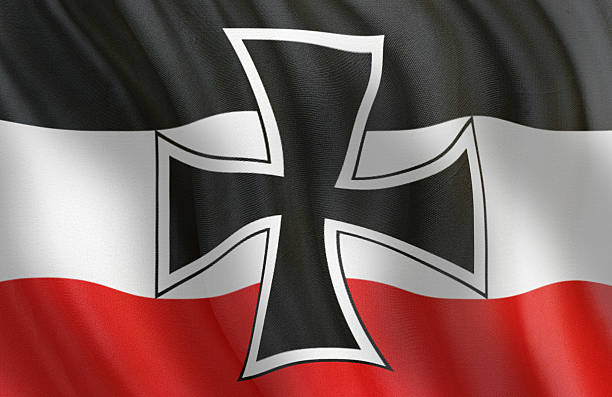 Waving North German Confederation Jack 1867–1871 Digitally created image of a waving german confederation flag.  iron cross stock pictures, royalty-free photos & images