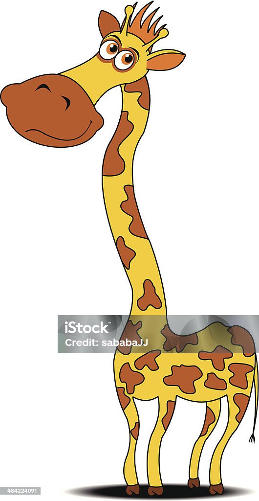 giraffe cheerful yellow giraffe and red bangs, vector and  illustration Africa stock vector