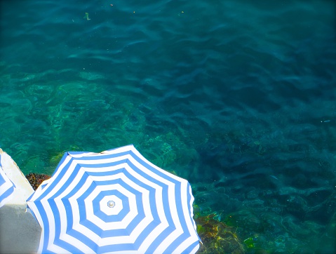 Tranquil Scene, Travel, Leisure, Umbrellas on Beach, Turquoise water