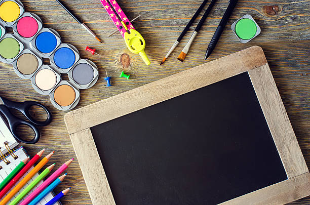 istock Stationery with chalk board, back to school concept 484224988